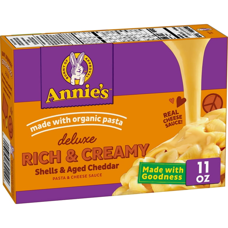 Annie's Deluxe Macaroni & Cheese with Organic Pasta, Aged Cheddar Cheese &  Shells, 11 oz 