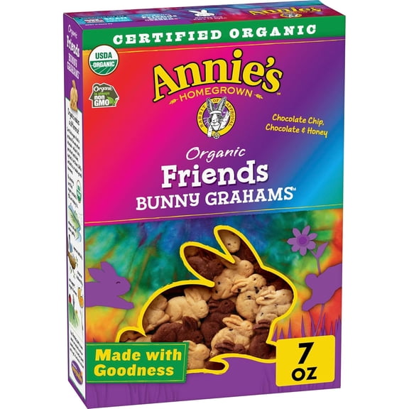 Annie's Friends Organic Bunny Graham Snacks, Chocolate Chip, Chocolate, and Honey, 7 oz