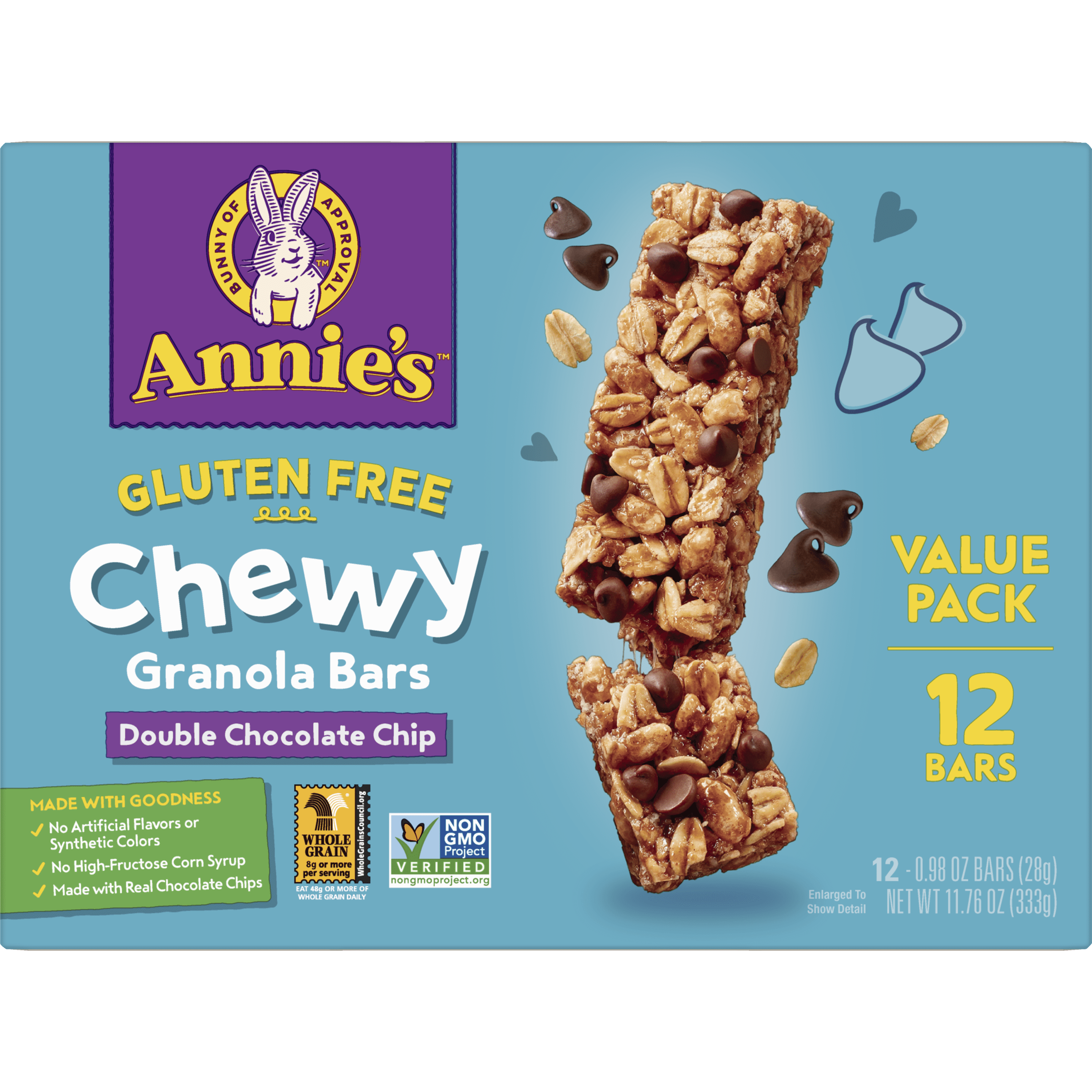 Annie's Gluten Free Chewy Granola Bar, Double Chocolate Chip, 11.76 oz ...