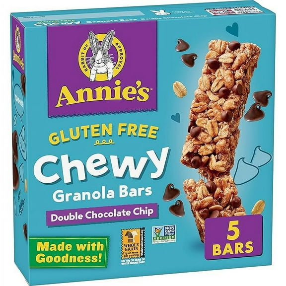 Annie's Gluten Free Chewy Granola Bars, Double Chocolate Chip, 5 Bars, 4.9 oz ( Pack of 2 )