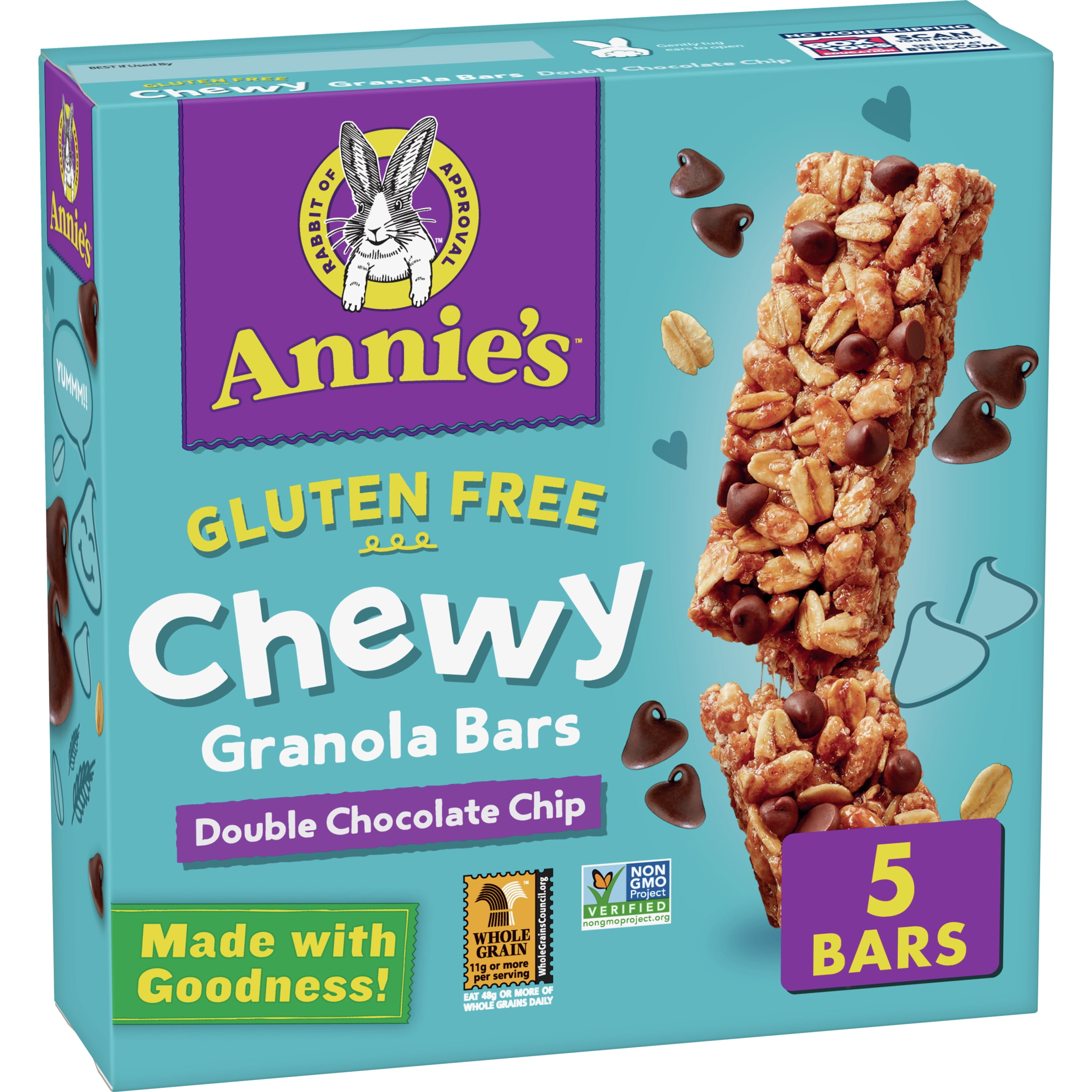 Annie's Gluten Free Chewy Granola Bars, Double Chocolate Chip, 5 Bars ...