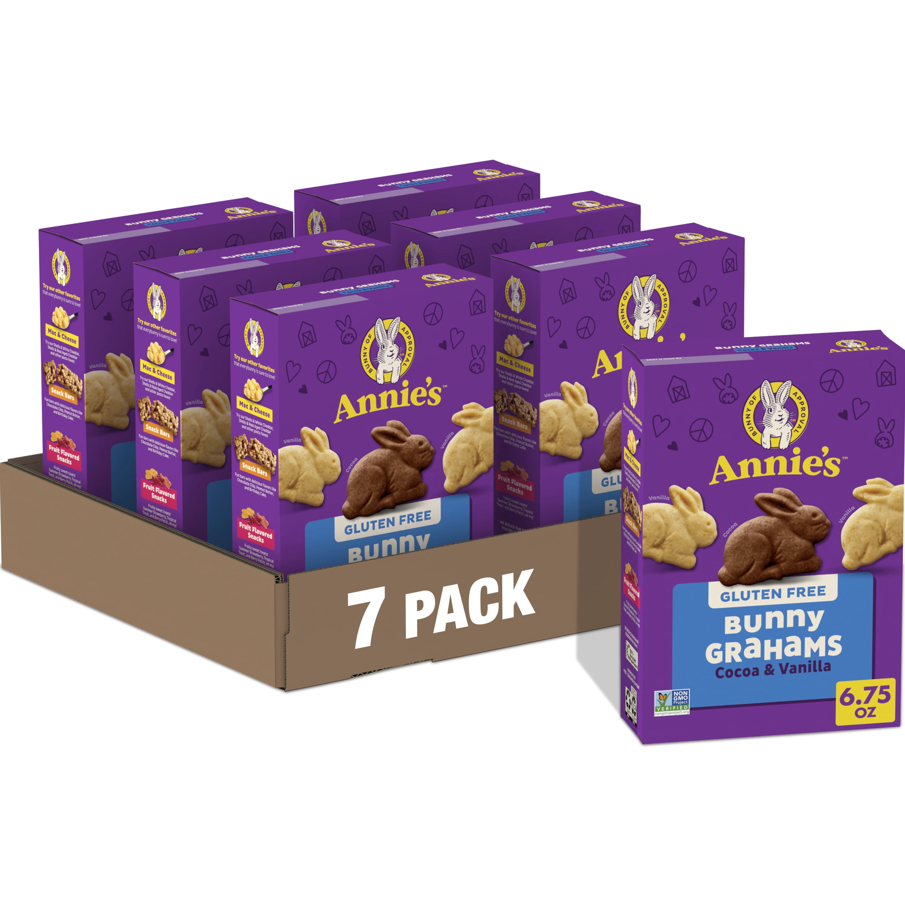 (7 pack) Annie's Gluten Free Cocoa and Vanilla Bunny Cookies, 6.75 oz