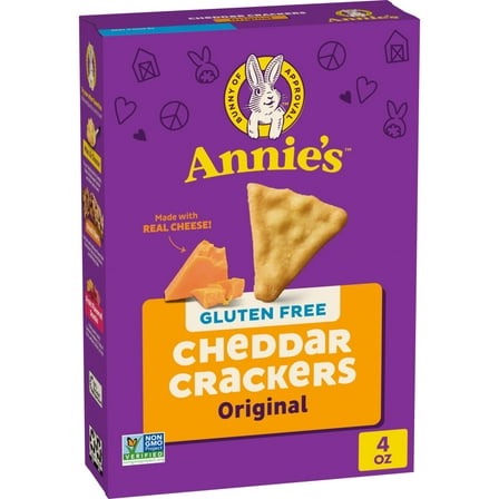 Annie's Gluten Free Cheddar Crackers, Original, Made with Real Cheese, 4 oz