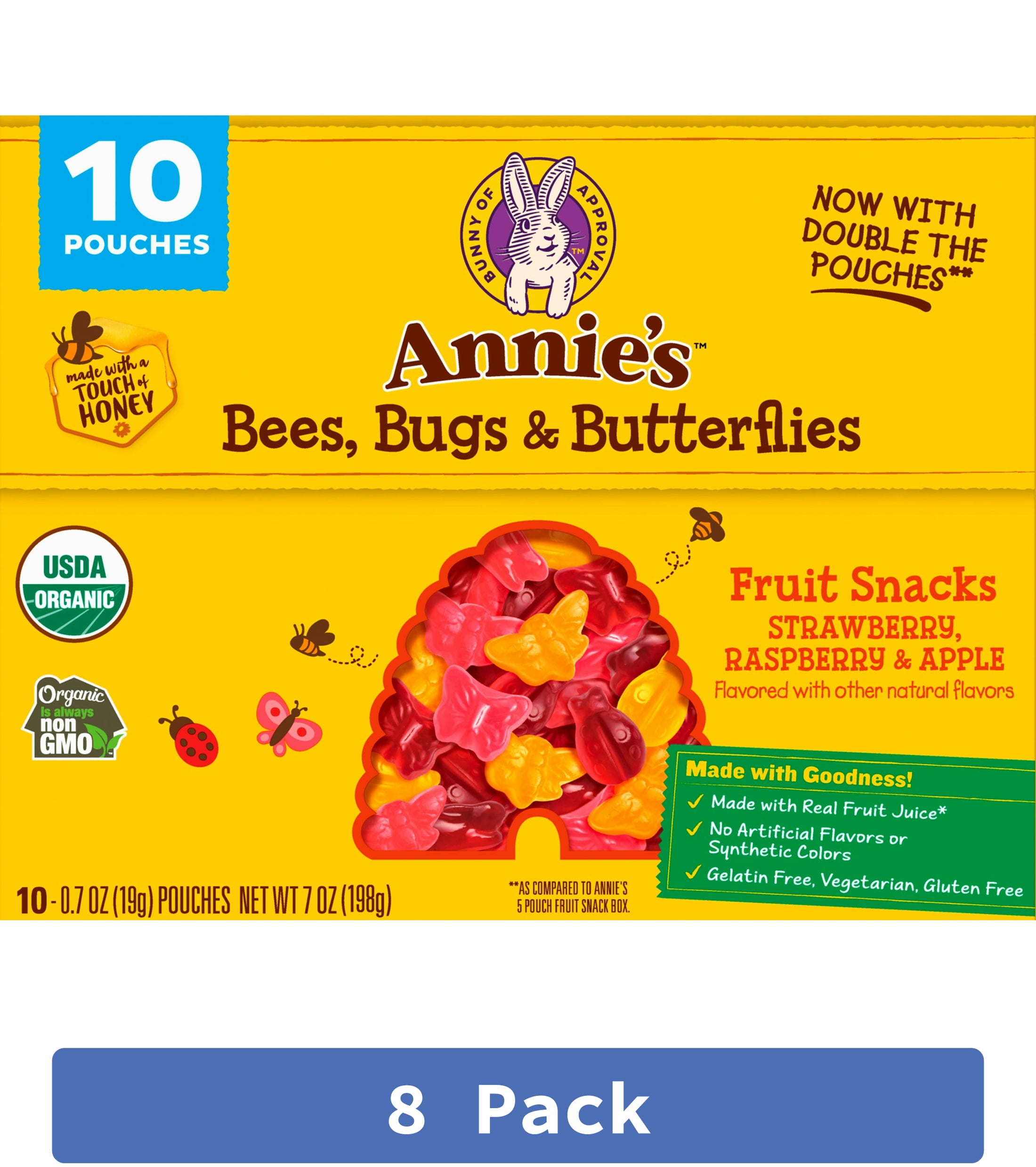 Annie's Homegrown Bee, Bug & Butterfly Fruit Snack 7 oz (Pack of 8)