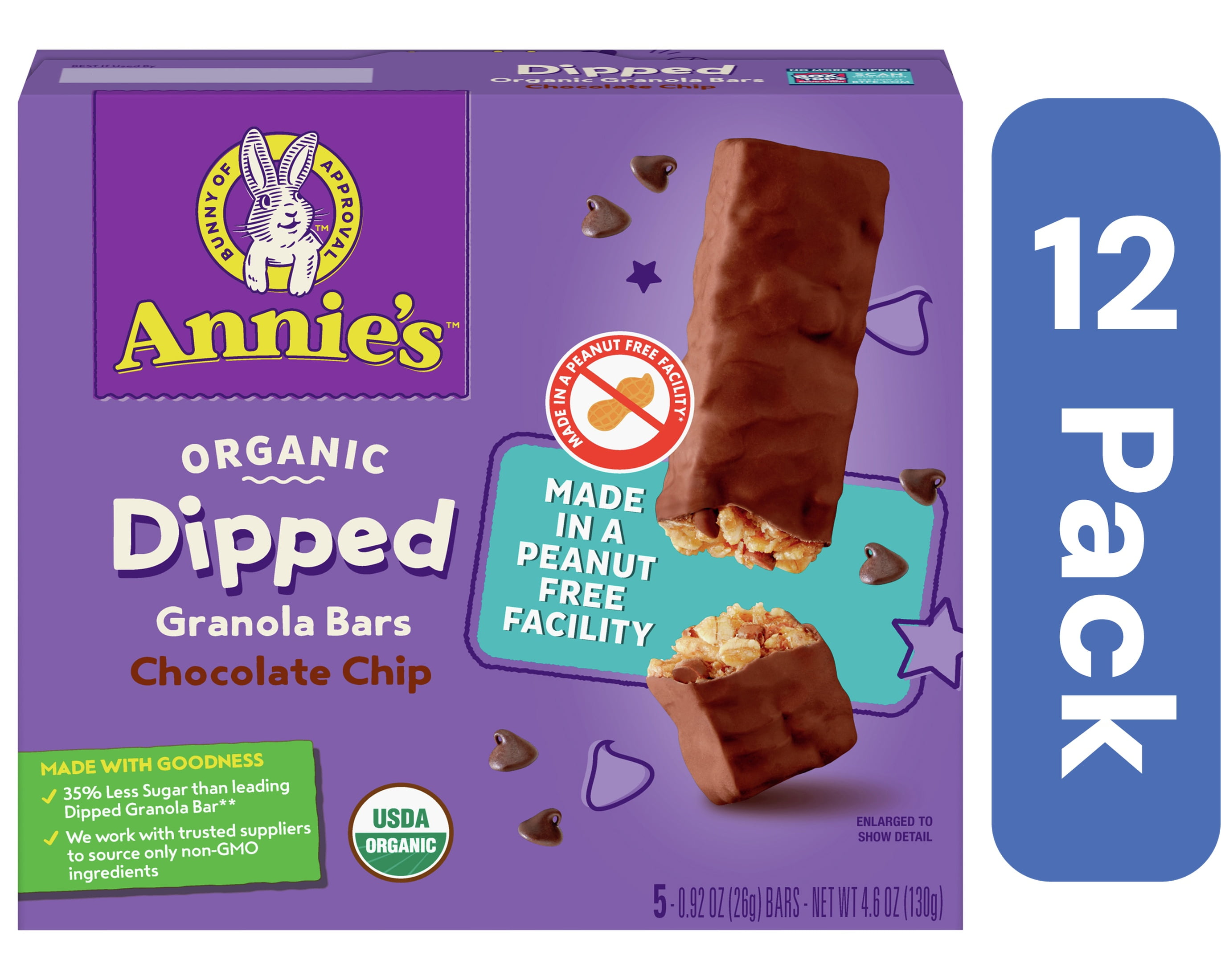 Annie's Homegrown Chocolate Dipped Granola Bar 5 Pack 4.6 oz (Pack Of 12)