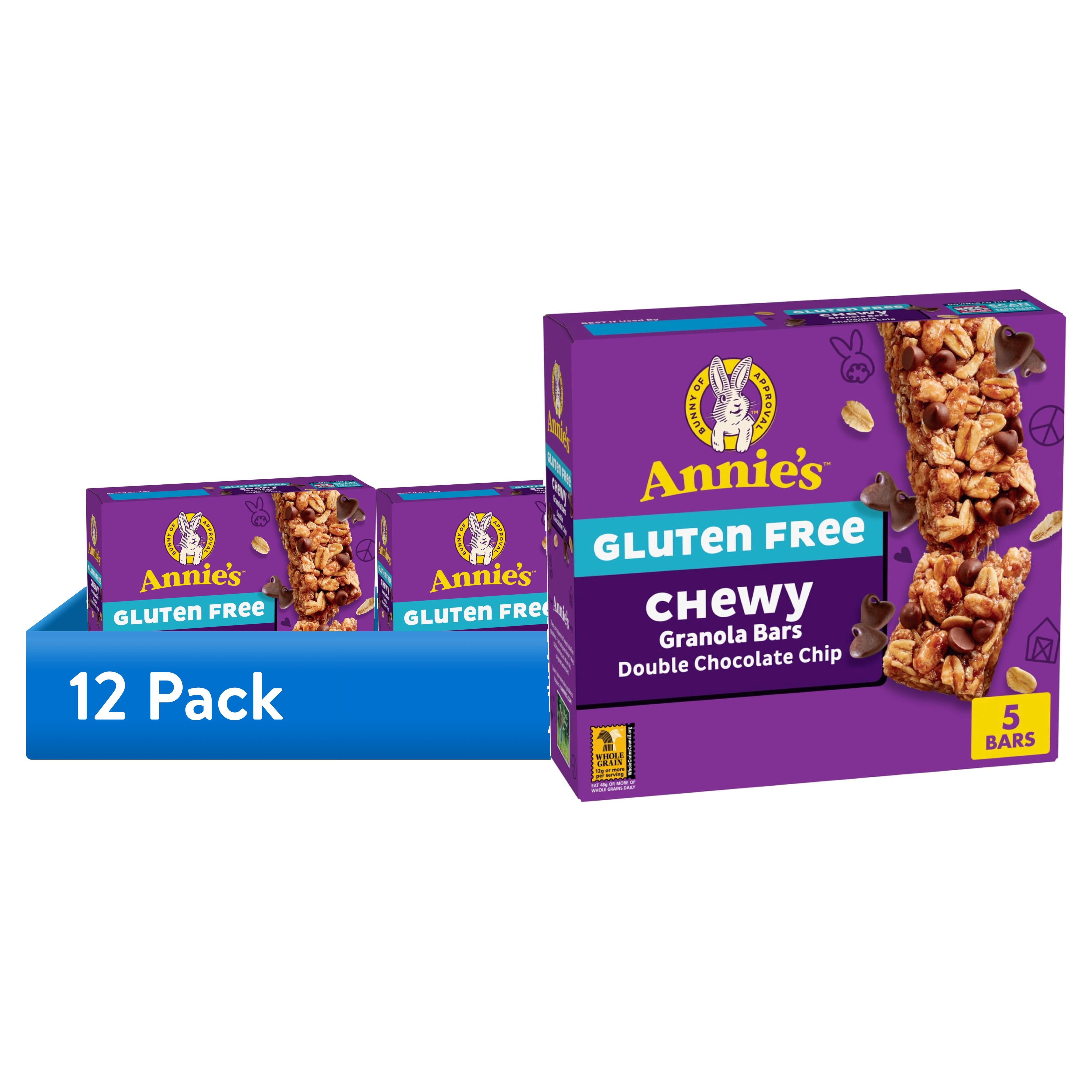 (12 pack) Annie's Gluten Free Chewy Granola Bars, Double Chocolate Chip ...
