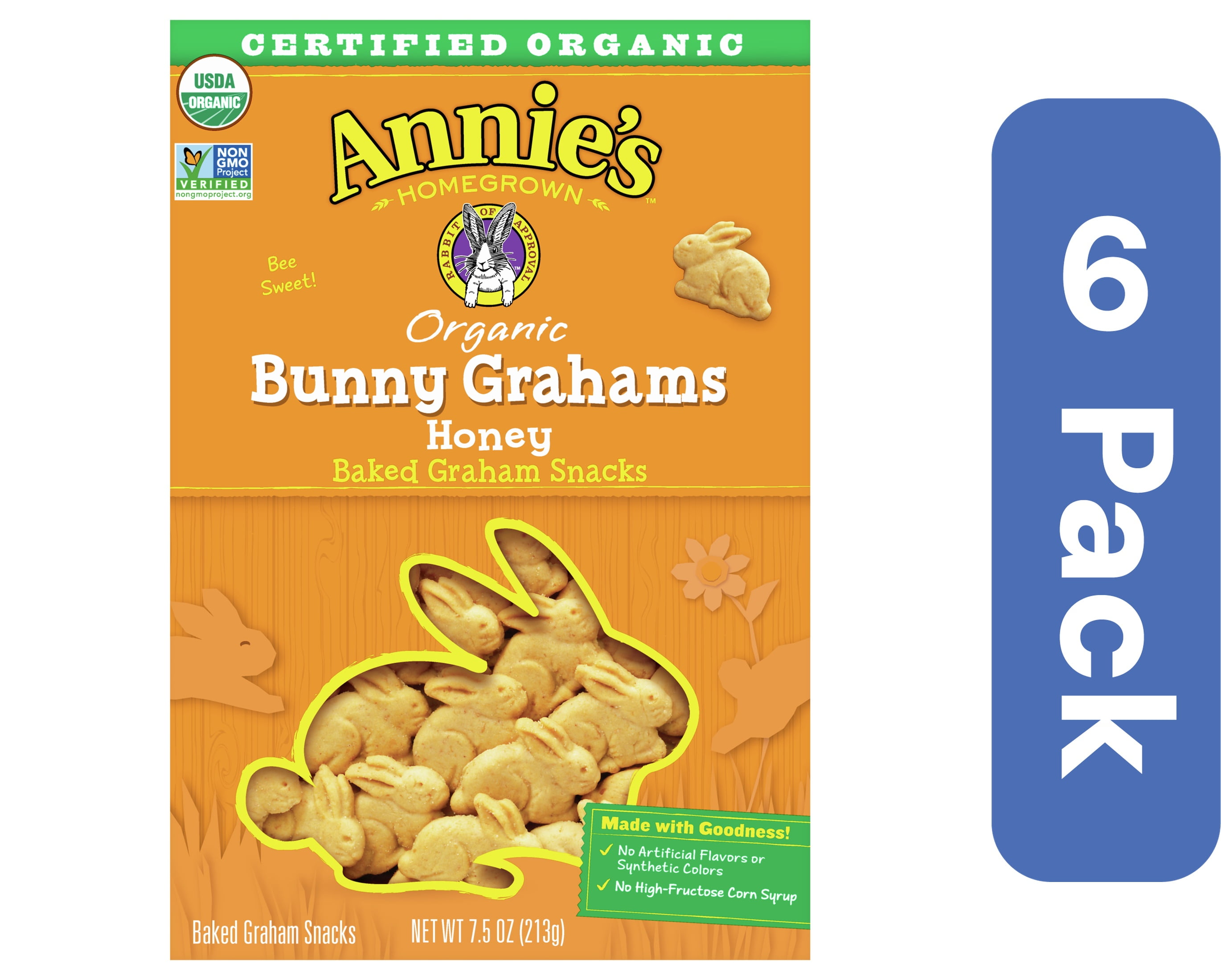 Annie's Homegrown Honey Bunny Graham Cookies 7.5 oz (Pack Of 6)