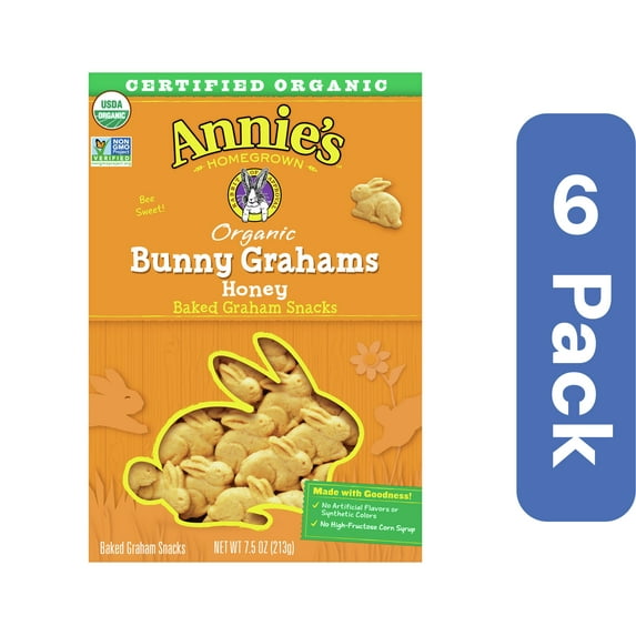 Annie's Homegrown Honey Bunny Graham Cookies 7.5 oz (Pack Of 6)