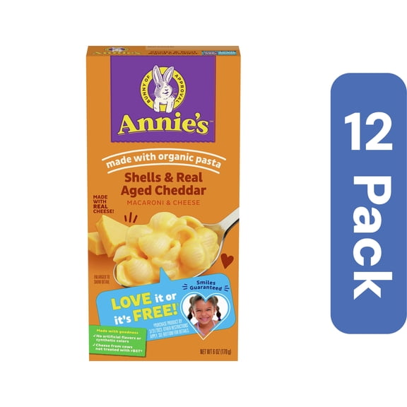 Annie's Homegrown Macaroni & Cheese Shells Wisconsin Cheddar 6 oz (Pack Of 12)