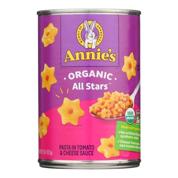 Annie's Homegrown Organic All Stars Pasta In Tomato and Cheese Sauce - Case of 12 - 15 oz.