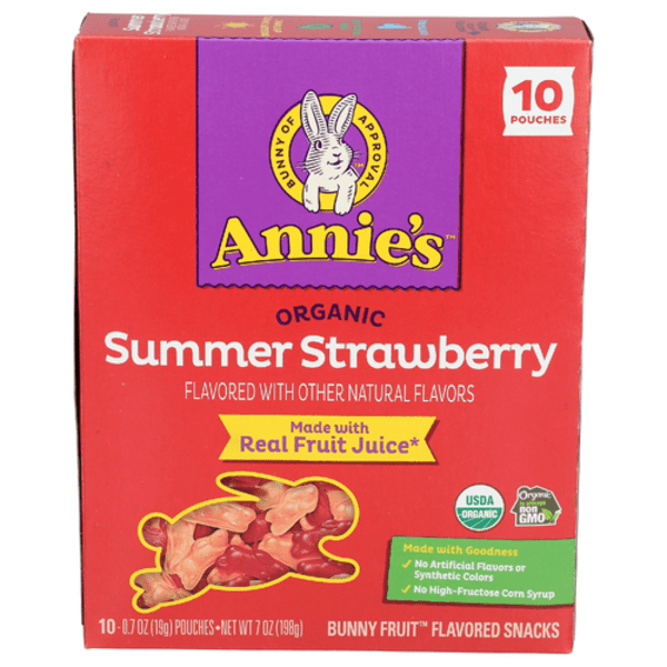 Annie's Homegrown Organic Summer Strawberry Fruit Snacks 10 Pack 0.7 oz - Pack of 2