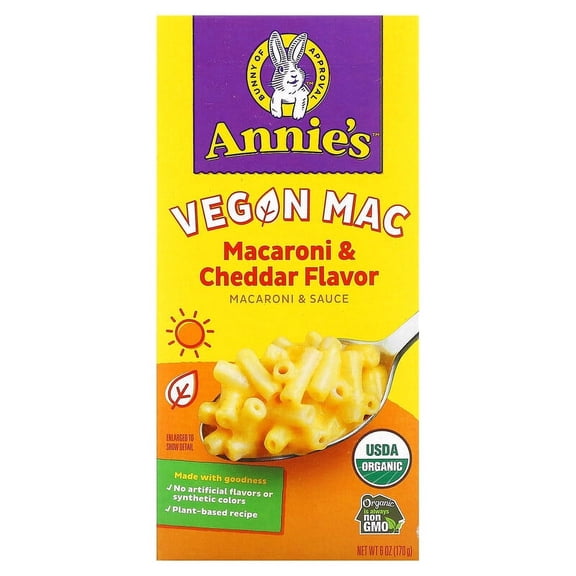 Annie's Homegrown Organic Vegan Mac Cheddar Flavor 6 oz Pack of 3