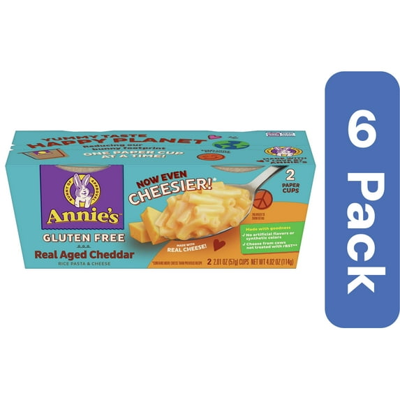 Annie's Homegrown Rice & Cheddar Pasta Cup 2 Pack 4.02 oz (Pack Of 6)