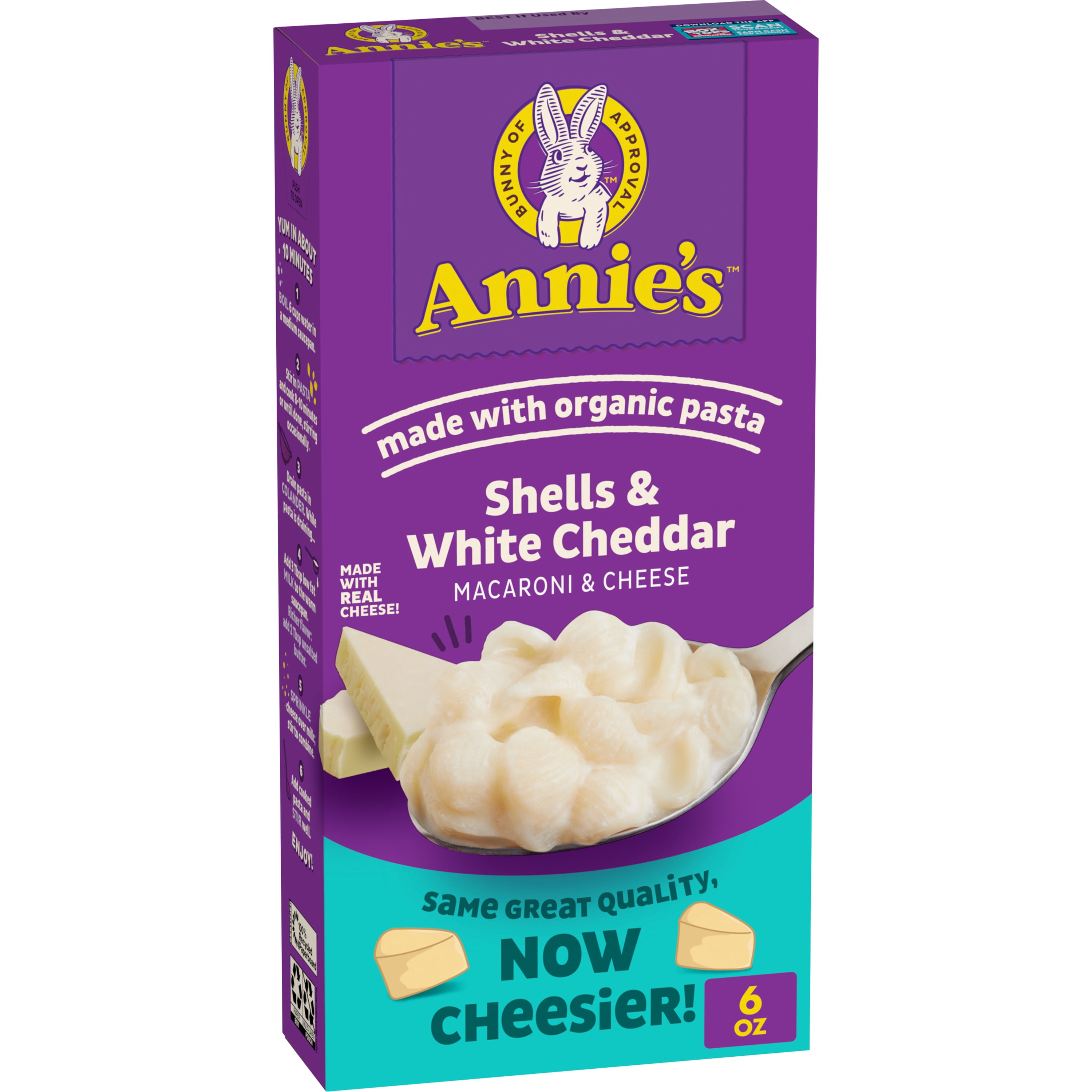 Annie's White Cheddar Shells Macaroni and Cheese with Organic Pasta, 6 oz