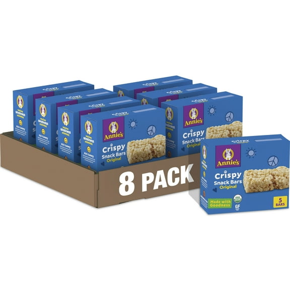 (8 pack) Annie's Organic Original Crispy Snack Bars, Gluten Free, 3.9 oz, 5 ct.
