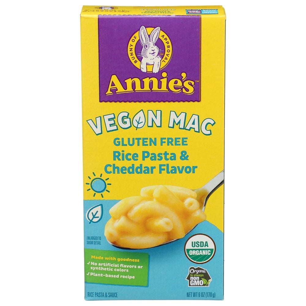 Annie's Homegrown, Vegan Mac, Rice Pasta & Cheddar, Gluten Free, 6 oz (170 g) Pack of 4