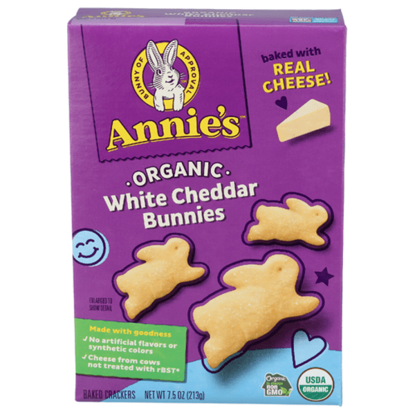 Annie's Homegrown Cheddar Bunnies Baked Snack Crackers, 7.5 Oz Box (Pack Of 12)