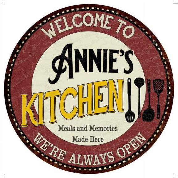 Annie's Kitchen 12" Round Metal Sign Bar Game Room Wall Déco 200120040099