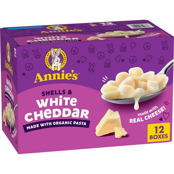 Annie's Shells and White Cheddar, Made with Organic Pasta and Real Cheese, 12 Ct, 72 oz