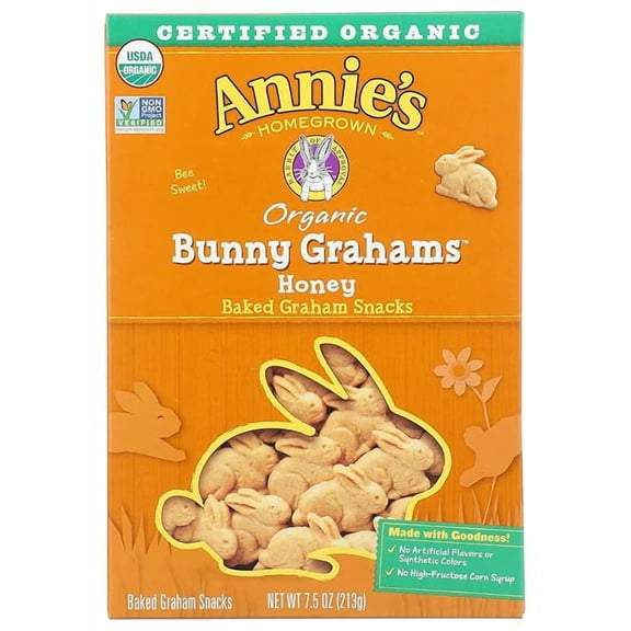 Annie's Organic Baked Bunny Grahams Snacks, Honey, 7.5 oz