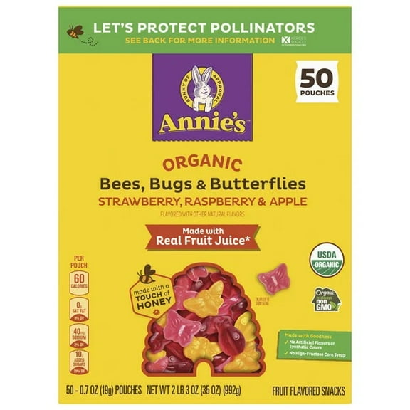 Annie's Organic Bees Bugs & Butterflies Snacks, 0.7 Ounce (Pack of 50)