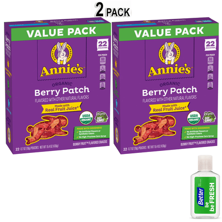 Annie's Organic Berry Patch Bunny Fruit Flavored Snacks, Value Pack, 22 Pouches, 15.4 oz box
