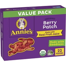 Annie's Organic Berry Patch Bunny Fruit Flavored Snacks, Value Pack, 22 Pouches, 15.4 oz