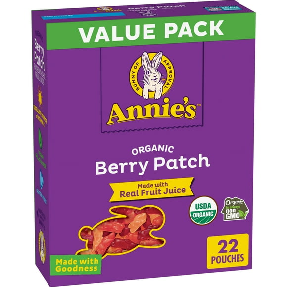 Annie's Organic Berry Patch Bunny Fruit Flavored Snacks, Value Pack, 22 Pouches, 15.4 oz