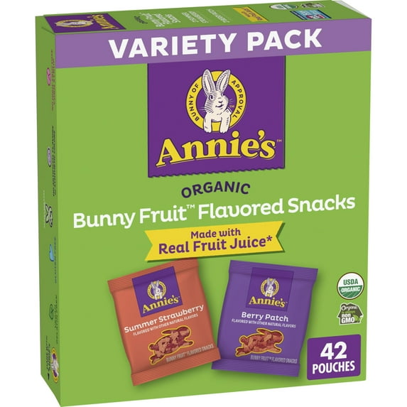 Annie's Organic Berry Patch TMA3 and Summer Strawberry Bunny Fruit Snacks Variety Pack 42 Count, 29.4oz