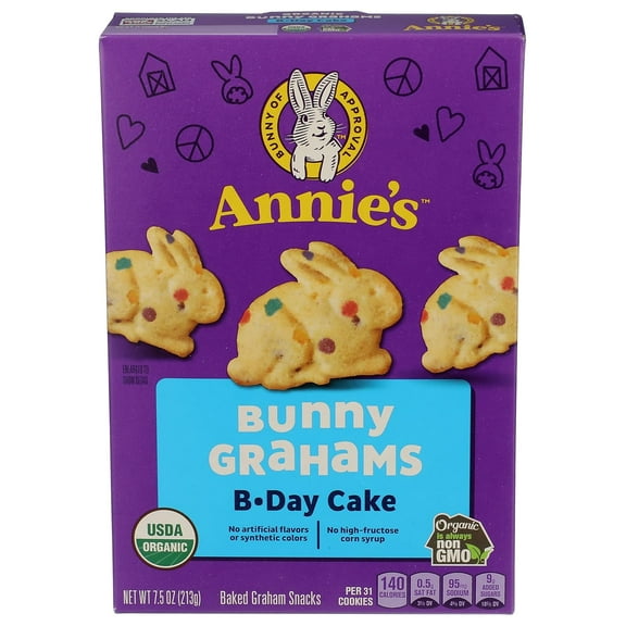 Annie's Organic Birthday Cake Bunny Graham Kids Snacks, 7.5 oz
