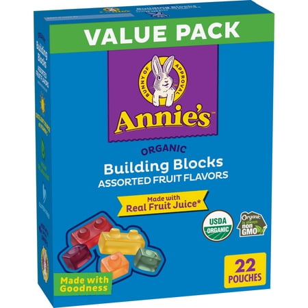 Annie's Organic Building Blocks Fruit Flavored Snacks, Gluten Free, 22 Pouches, 15.4 oz.