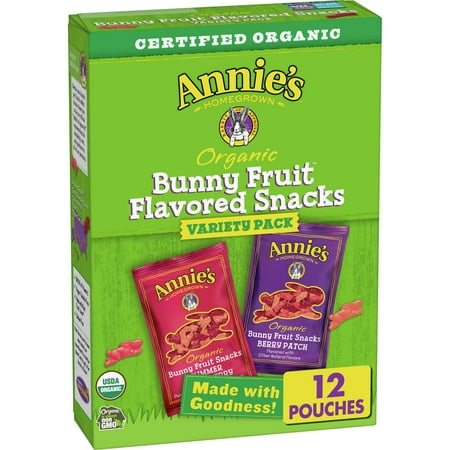 Annie's Organic Bunny Fruit Snacks, Gluten Free, Variety Pack, 12 Pouches