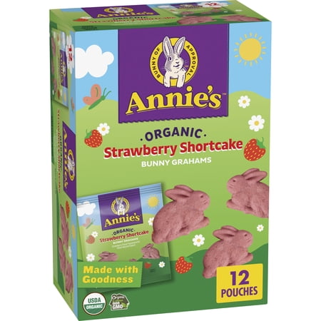 Annie's Organic Bunny Grahams, Strawberry Shortcake, Spring Snacks, 12 oz (12 Pouches)