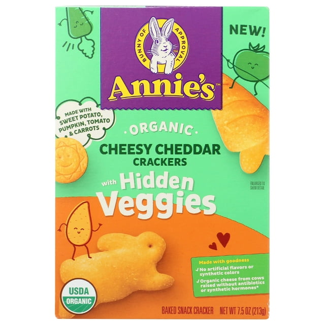 Annie’s Organic Cheesy Cheddar HHA1 Crackers With Hidden Veggies, 7.5