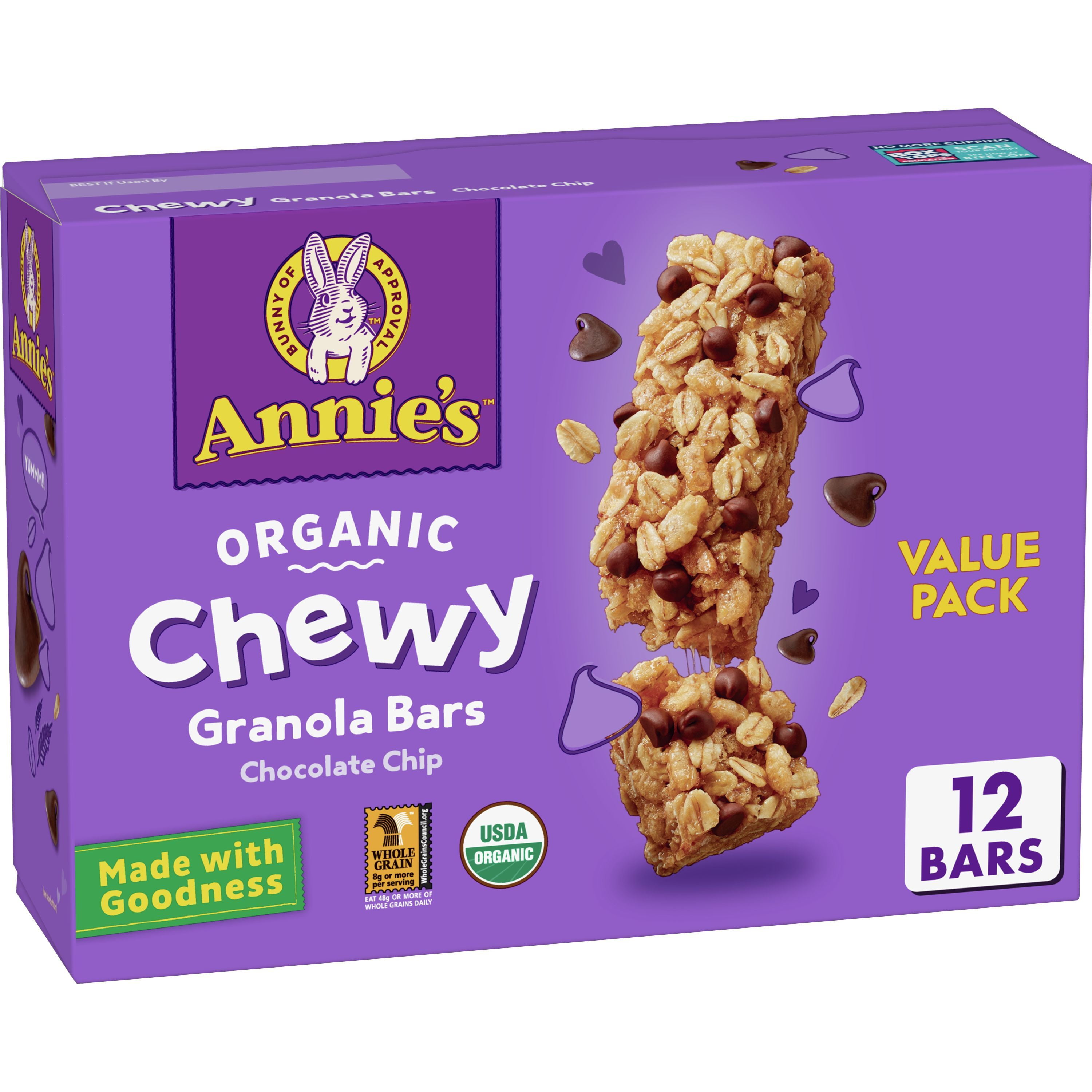 Annie's Organic Chewy Granola Bars, Chocolate Chip, 12 ct - Walmart.com