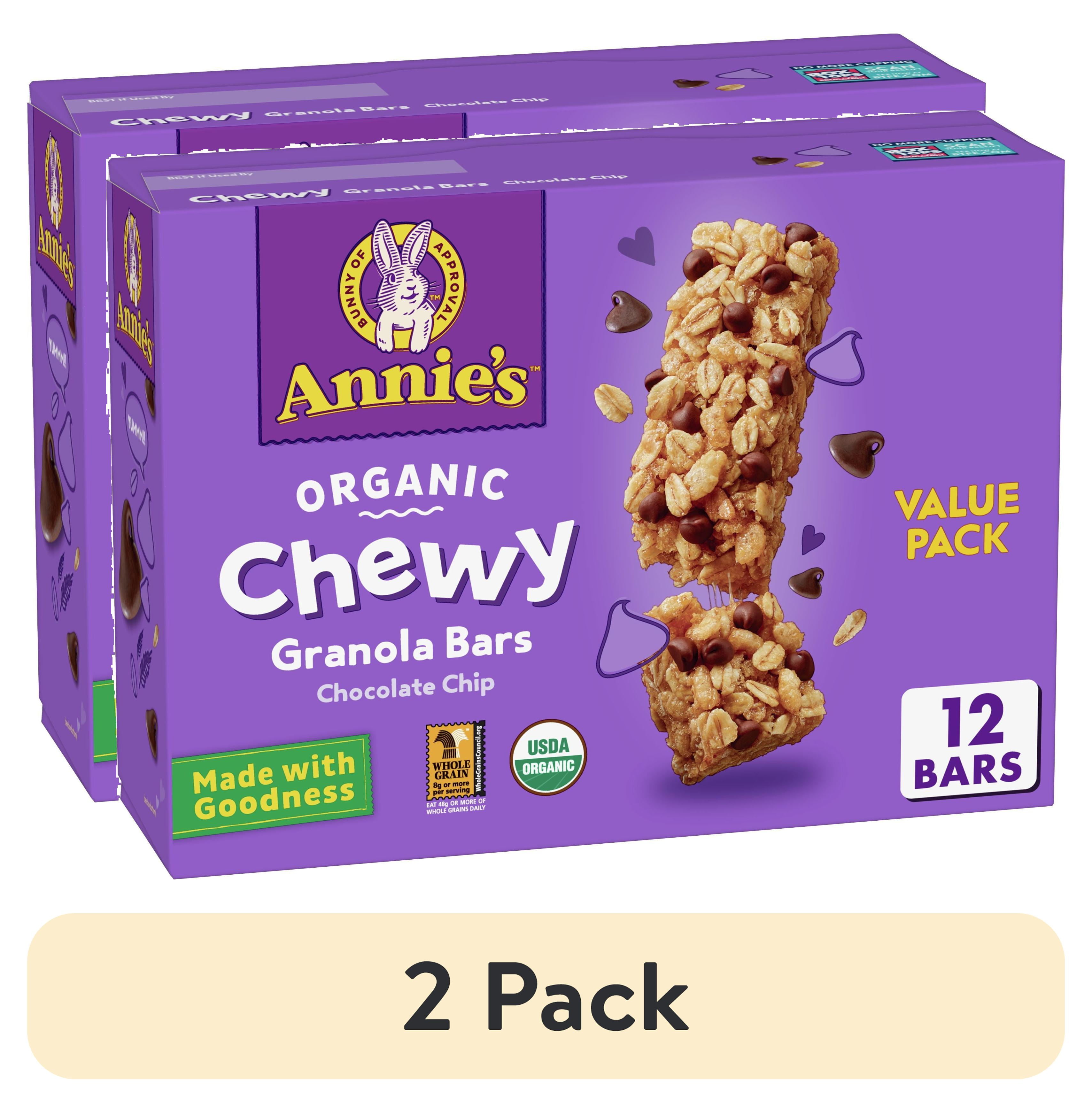 (2 pack) Annie's Organic Chewy Granola Bars, Chocolate Chip, 12 ct ...