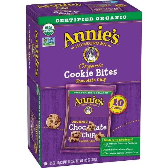 Annie's Organic Chocolate Chip Cookie Bites, 10 Pouches, 10.5 oz ( pack of 2 )