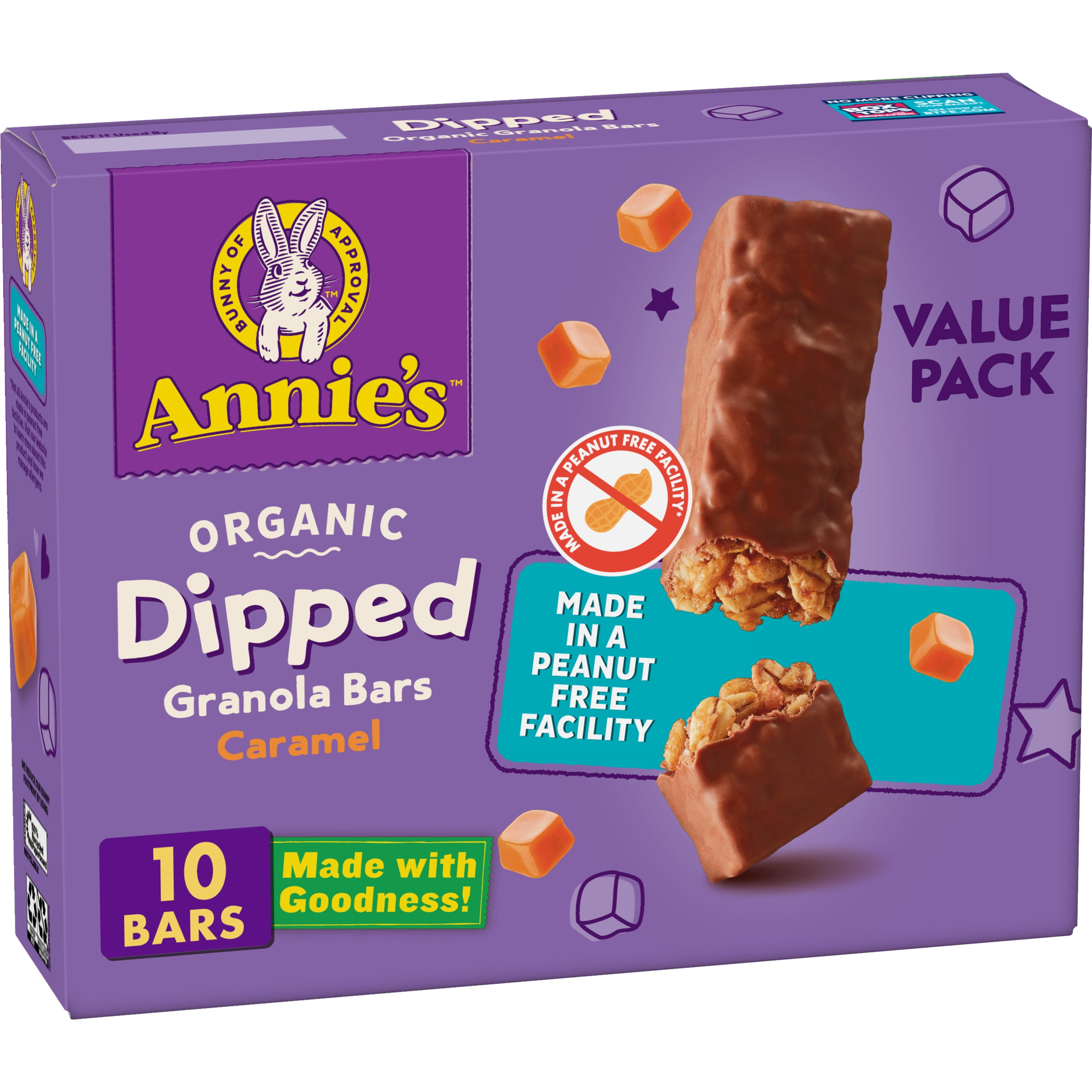 Annie's Organic Dipped Granola Bars, Caramel, Peanut Free, 10 Bars, 9.2 oz