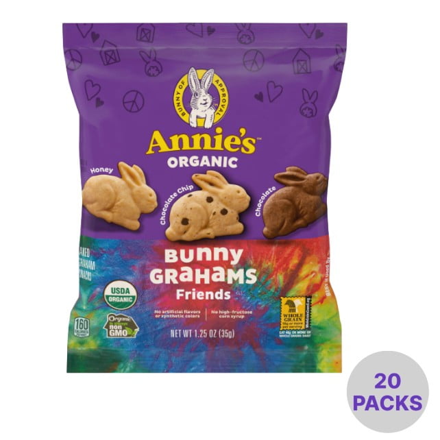 Annie's Organic Friends Bunny Grahams, Chocolate Chip, Chocolate and Honey Graham Snacks, 1.25 OZ Pouches, Pack of 20, Bundled By Shoppyway