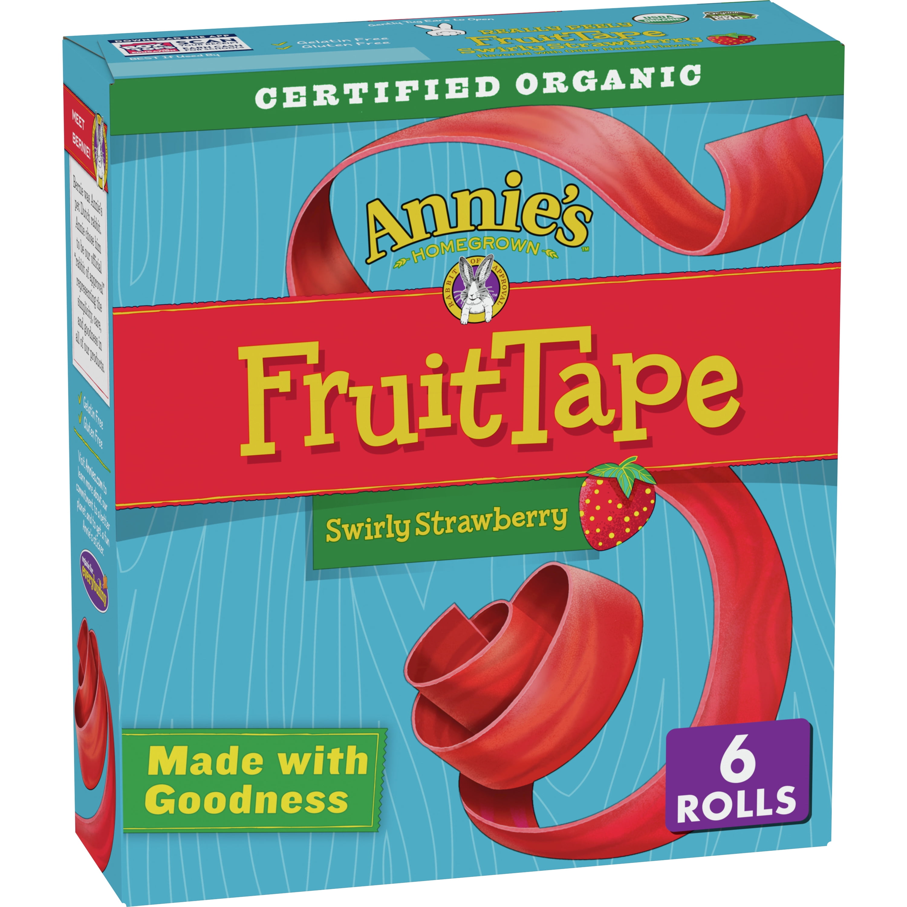 Annie's Organic Fruit Tape, Swirly Strawberry, NonGMO and Organic