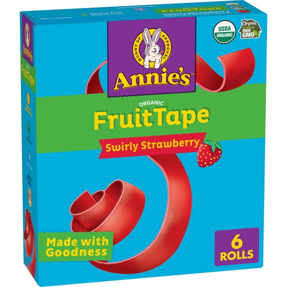 Annie's Organic Fruit Tape, Swirly Strawberry, Organic Fruit Flavored Snacks, 6 Rolls