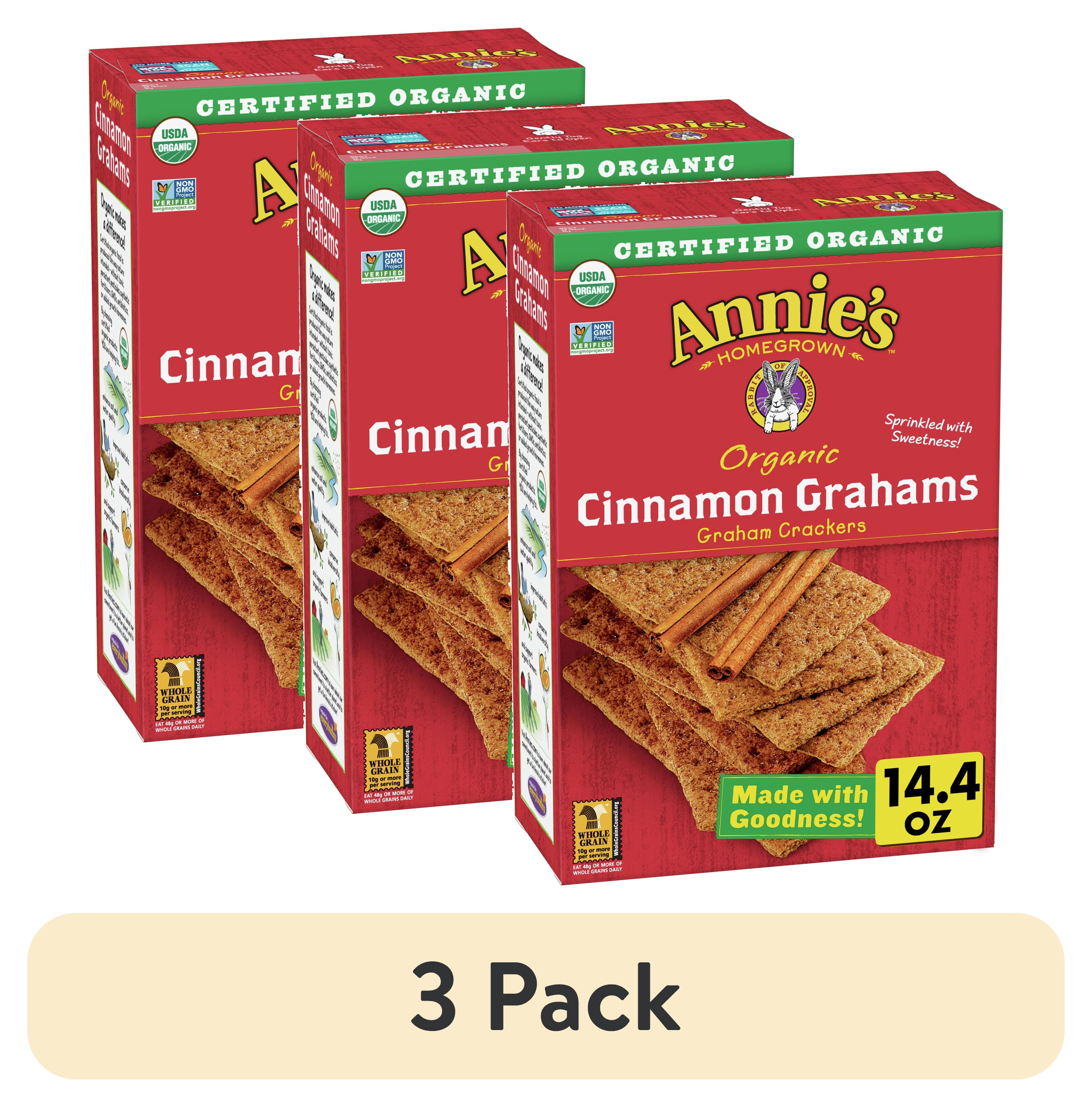 (3 pack) Annie's Organic, NonGMO Cinnamon Graham Crackers, 14.4 oz