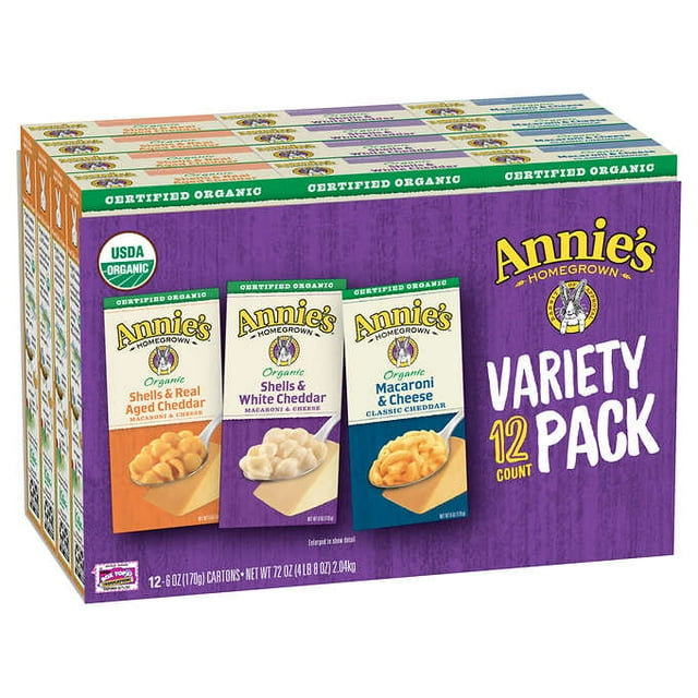Annie's Organic Homegrown Macaroni & Cheese, Variety Pack, 6 oz, 12pack