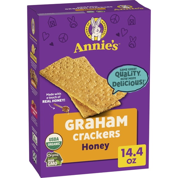 Annie's Organic Honey Graham ESF27 Crackers, Made With Whole Grain, 14.4 oz