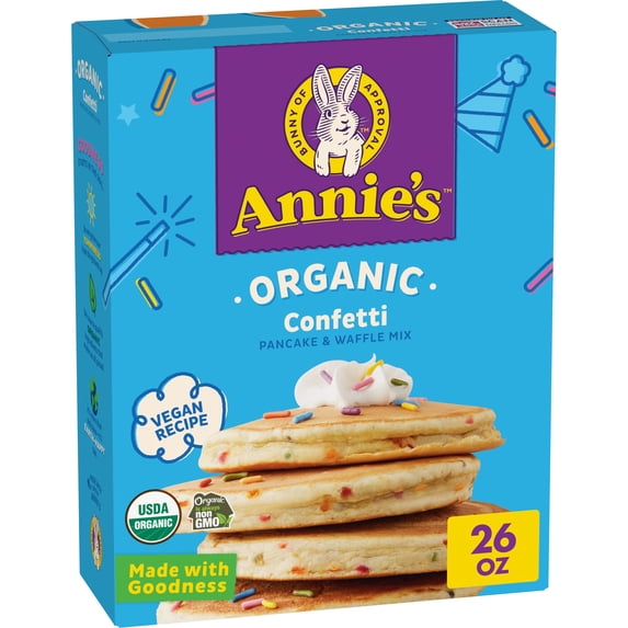 Annie's Organic Confetti Pancake and Waffle Mix, Kids Breakfast, Vegan, 26 oz