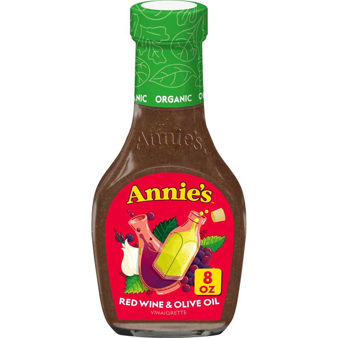 Annie's Organic Red Wine and Olive Oil Vinaigrette Salad Dressing, Vegan, Non-GMO, 8 fl oz