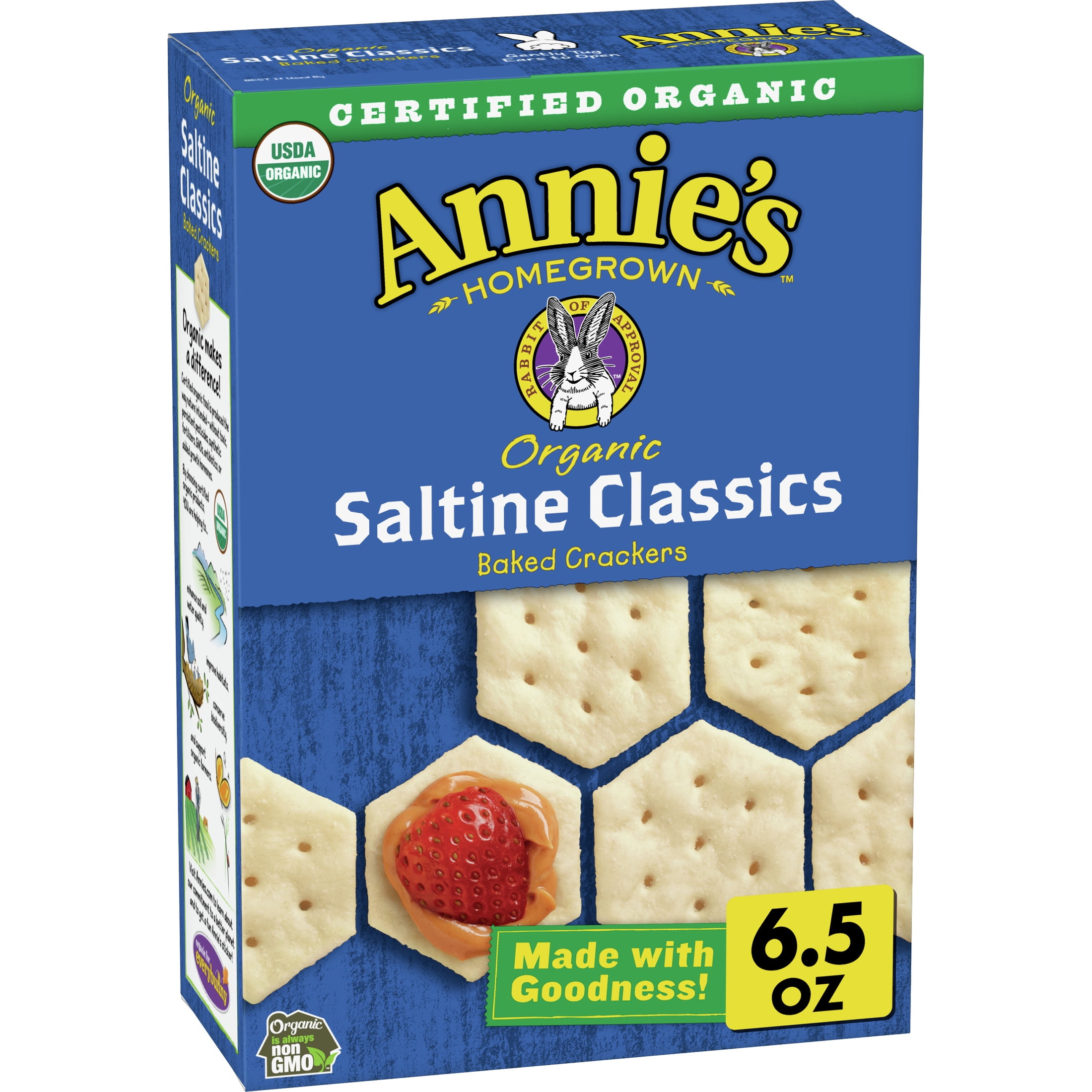 Annie's Organic Saltine Classic Baked Crackers, 6 ct, 6.5 oz