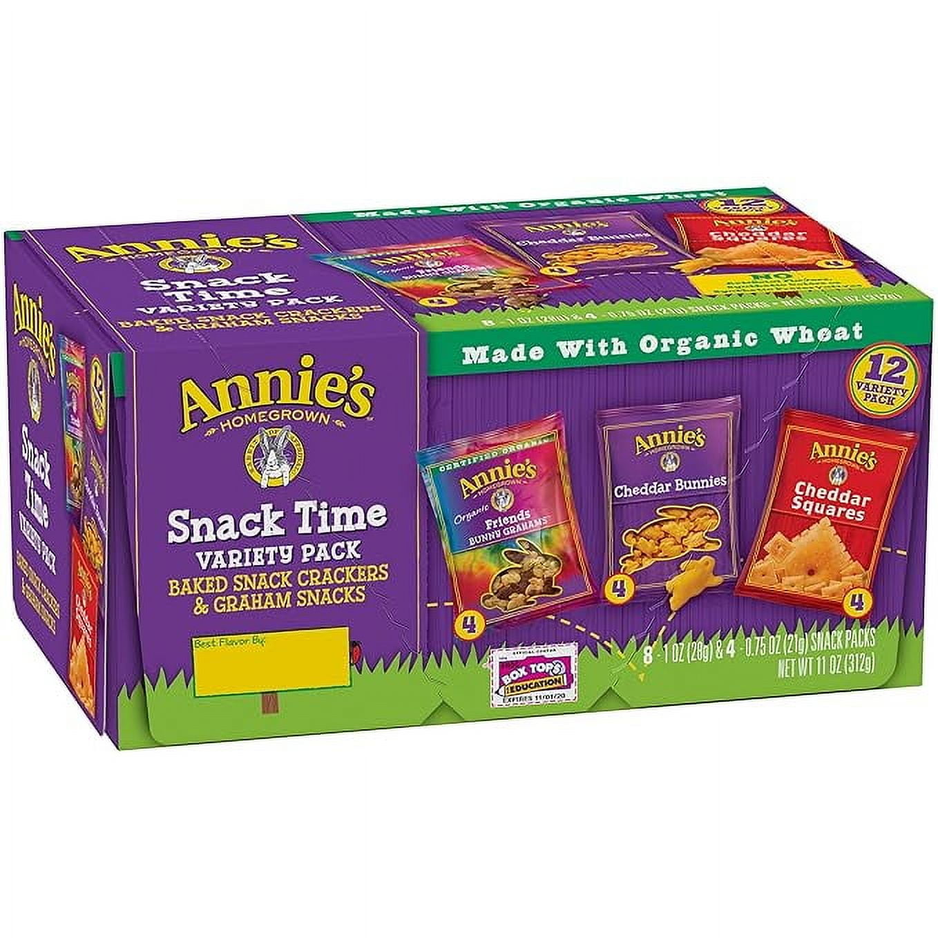 Annie's Organic Variety Pack, Cheddar Bunnies, Bunny Grahams and Cheddar Squares, 12 Pouches, 11 oz