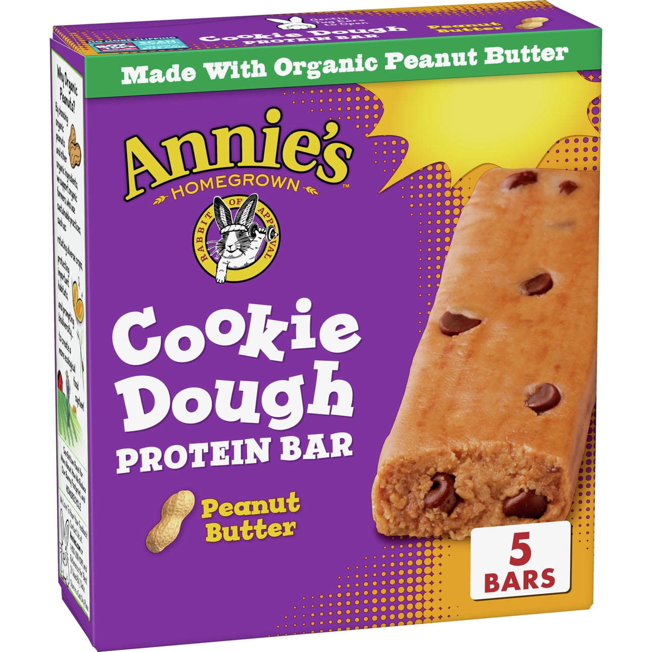 Annie's Protein Bars, Peanut Butter Cookie Dough, 5.85 oz, 5 ct