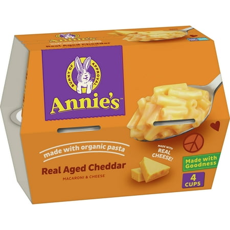 Annie's Real Aged Cheddar Microwave Mac & Cheese with Organic Pasta, 4 Ct, 2.01 OZ Cups